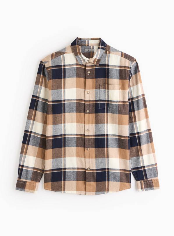 Tan Tonal Check Brushed Overshirt S